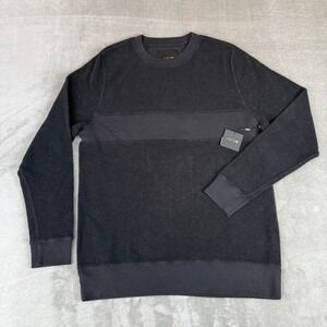 Joe's Jeans Inside Out Crewneck Sweater Mens Medium Stretch Limo Black USA NWT